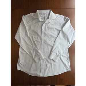 Brooks Brothers Men's Regent Fit Non-Iron Blue Striped Dress Shirt - Size 17.5